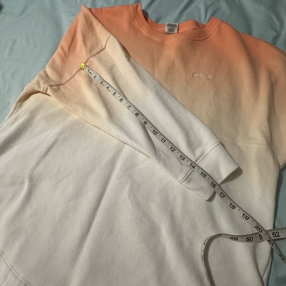 Victorias Secret Pink Varsity Crew Pullover. Ombré Orange/White. Love Pink. LG. - Picture 12 of 12